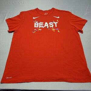 Nike Dri Fit Mens T Shirt 2xl Beast Red Double Swoosh Training Tee Streetwear